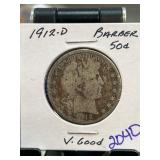 1912-D Barber Half Dollar Coin