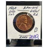 1960 D Lincoln Cent RPM-015 RD in Holder