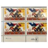 1995 Texas Statehood Stamp Plate Block