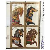 1995 USA 32 Cent Carousel Horse Stamps Block