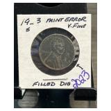 1943-S Lincoln Wheat Cent Mint Error Coin