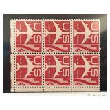Block of Six 1960 US Airmail Stamps