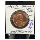 1956-D Lincoln Wheat Cent DDO-007 Gem Red