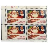 Block of 1991 USA Christmas Stamps