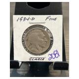 1934-D Buffalo Nickel in Fine Condition