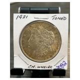 1921 Morgan Silver Dollar, Toned