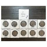 10 Buffalo Nickels in Holders