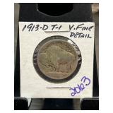 1913-D Type 1 Buffalo Nickel in Very Fine