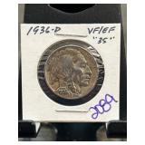 1936-D Buffalo Nickel in VF/EF Condition