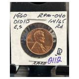 1960 D/D/D Lincoln Cent in Protective Holder