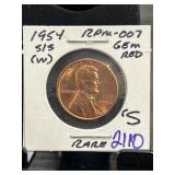1954-S/S Lincoln Wheat Cent DDO MS-65 RD