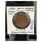 1931 Mint Error Coin with Clash Dies