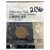 1904 Indian Head Cent in Average Circulated Condit