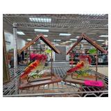 Two Bird Figurines in Rustic Frames