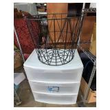Black Wire Basket and Sterilite Drawer Cart