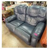 La-Z-Boy Blue Leather Reclining Loveseat