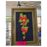 Framed Needlework Art of Strawberries