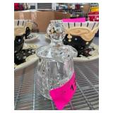 Crystal Lidded Container with Decorative Design