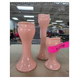 Three Pink Ceramic Vases