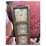 Vintage Wooden Weather Station with Three Gauges