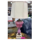 Fenton Swirled Cranberry Glass Lamp