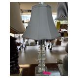 Crystal and Metal Table Lamp with Fabric Shade