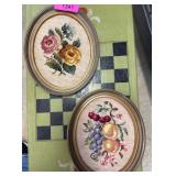 Two Framed Needlepoint Floral Artworks