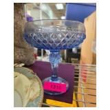 Blue Pressed Glass Compote Dish