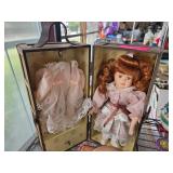 Porcelain Doll with Wooden Case and Accessories