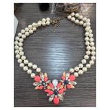 Double-Stranded Necklace with Floral Design