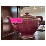 Hall China Maroon and Gold Teapot