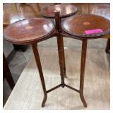 Three-Tier Wooden Folding Side Table With Inlay