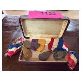 Boxed Set of Five Vintage Medals with Ribbons