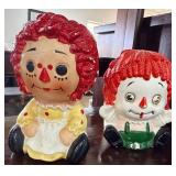 Raggedy Ann and Andy Ceramic Planters