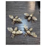 Four Brass Bee Figurines