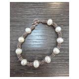 Sterling Silver and Pearl Beaded Bracelet