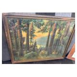 Framed Forest Landscape Print with Wooden Frame