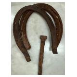 Rustic Metal Horseshoes and Nail Set