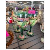 Hand-Painted Glass Goblets and Stemware Set