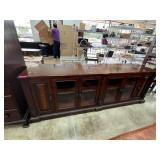 Dark Wood Storage Cabinet With Glass Doors