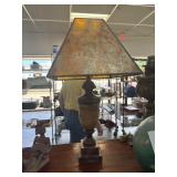 Marble Table Lamp With Amber Shade