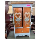 Decorative Wooden Cabinet with Painted Hearts