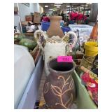 Two Decorative Ceramic Vases With Floral Designs