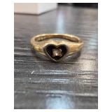 18k GF Heart Ring with Clear Stone Center