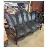 Victorian-Style Wood and Upholstered Settee