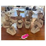 Four Clay Skeleton Musicians Handmade