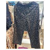Gray Leopard Print Elastic Waist Pants