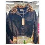 Lush Corduroy Jacket with Leopard Collar