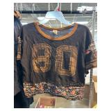 Black Mesh Shirt with Number 80 and Floral Trim