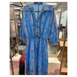 Blue Long-Sleeve Button-Up Dress
